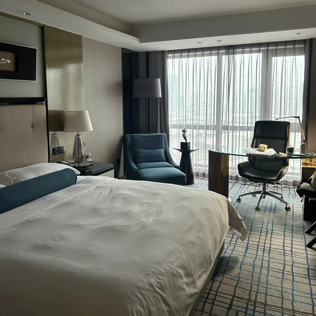 Hotel room at Pullman Shanghai Jing'an in the Jing'an district of Shanghai